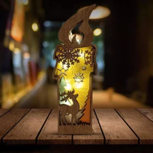 Wooden Lighted Reindeer Figurine