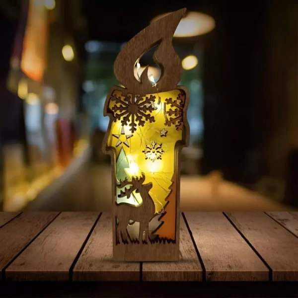 Wooden Lighted Reindeer Figurine - Image 3