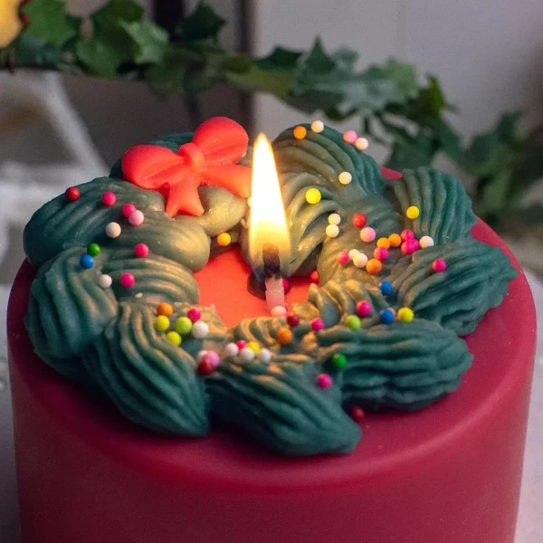 Festive Christmas Cake Candles - Scented Holiday Decor - Image 5