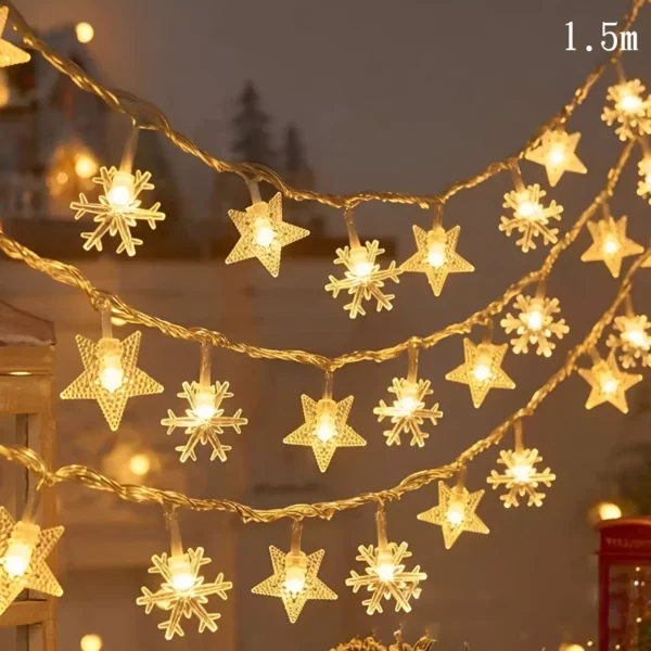 Christmas String Lights with Elk & Snowflake Pendants - Image 6