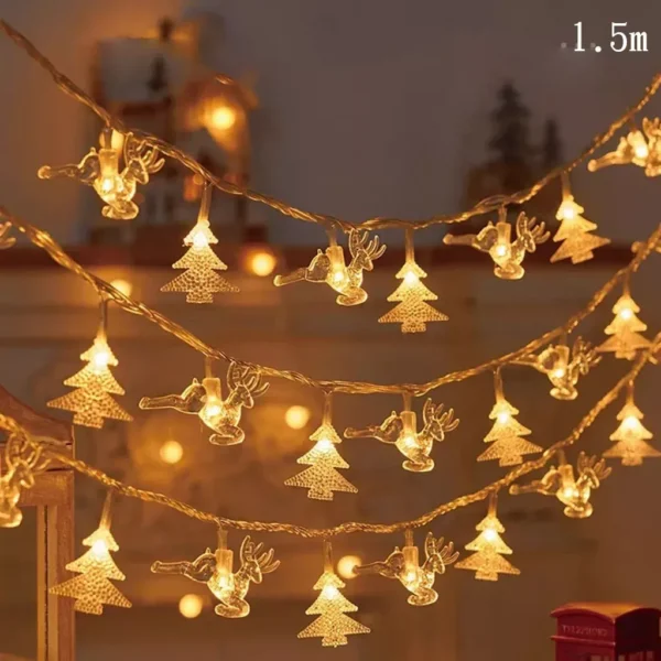 Christmas String Lights with Elk & Snowflake Pendants - Image 5