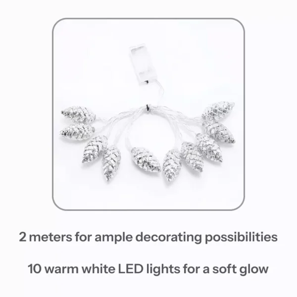 2M 10LED Silver Gold Pine Cone String Lights - Image 6