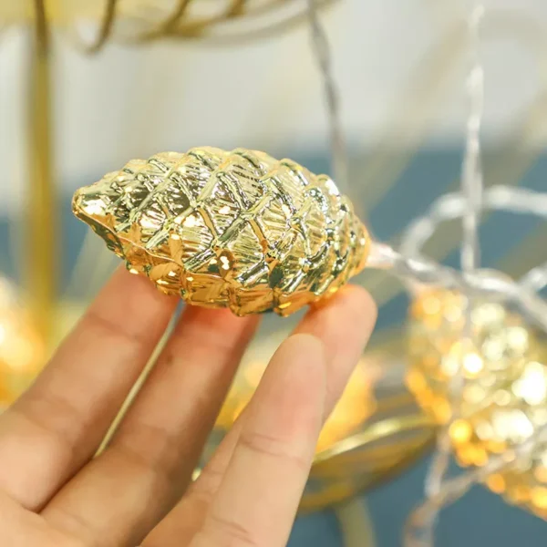 2M 10LED Silver Gold Pine Cone String Lights - Image 5