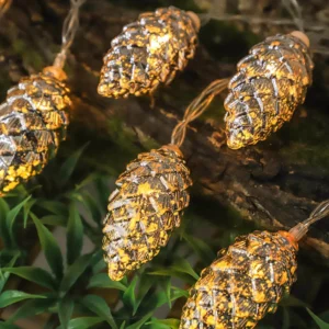 2M 10LED Silver Gold Pine Cone String Lights