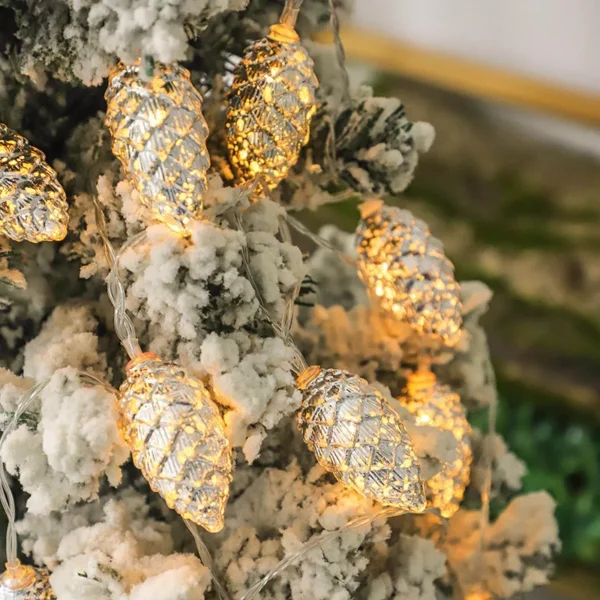 2M 10LED Silver Gold Pine Cone String Lights - Image 4