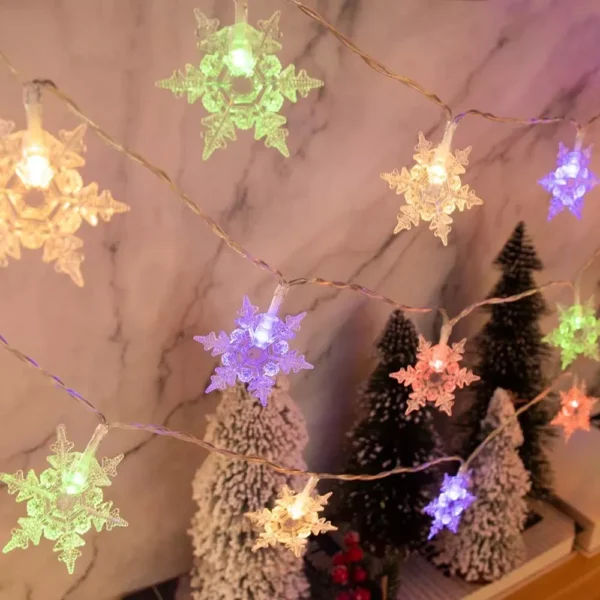 1.5m Snowflake LED String Lights - Christmas Fairy Light Garland