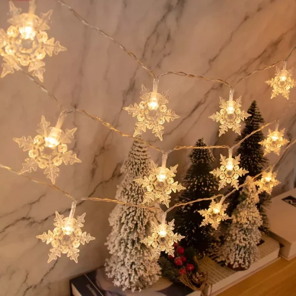 1.5m Snowflake LED String Lights - Christmas Fairy Light Garland - Image 5
