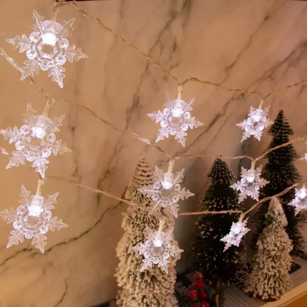 1.5m Snowflake LED String Lights - Christmas Fairy Light Garland - Image 6