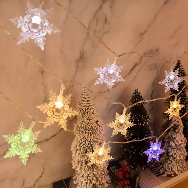 1.5m Snowflake LED String Lights - Christmas Fairy Light Garland - Image 2
