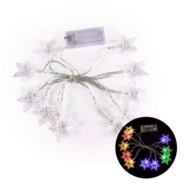 1.5m Snowflake LED String Lights - Christmas Fairy Light Garland - Image 7