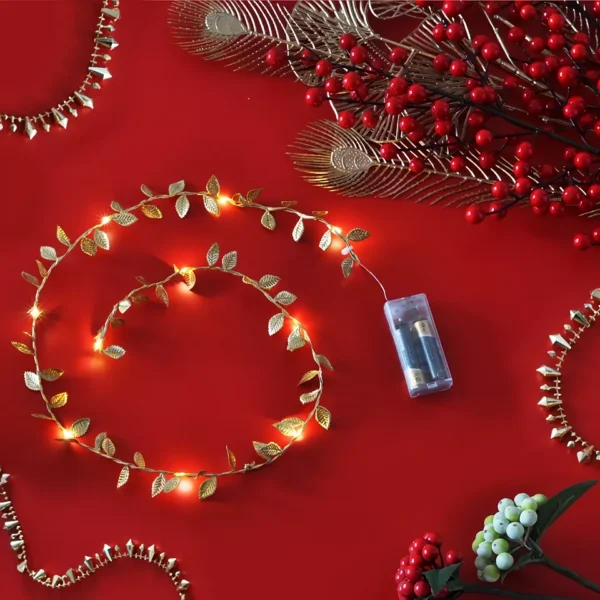 2M Golden Leaves String Lights - Christmas Fairy Light Garland - Image 3