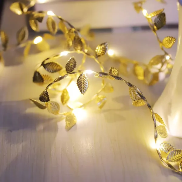 2M Golden Leaves String Lights - Christmas Fairy Light Garland - Image 6