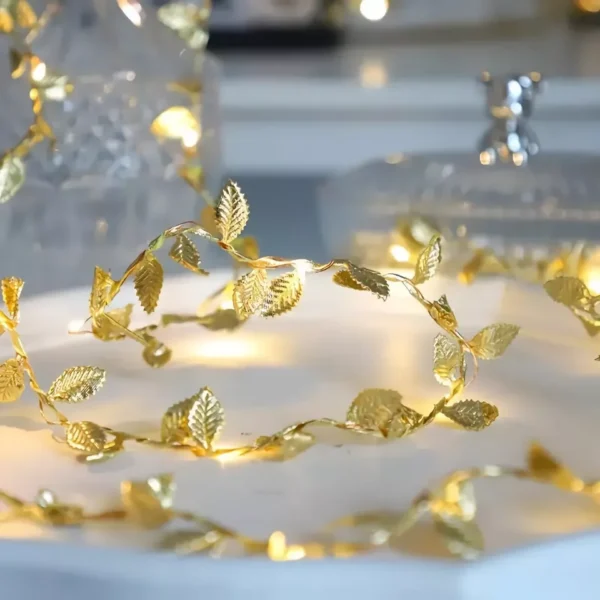 2M Golden Leaves String Lights - Christmas Fairy Light Garland - Image 4