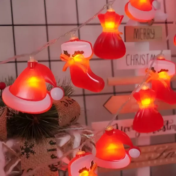 Festive 5ft Christmas Light String with LED Stocking & Candy Pendants - Image 4
