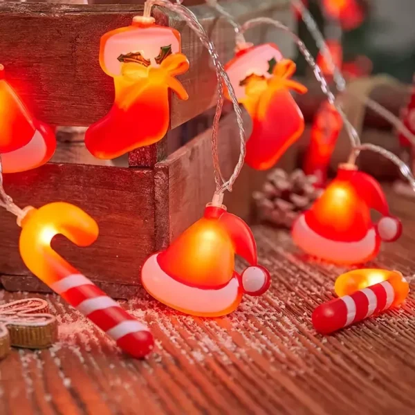 Festive 5ft Christmas Light String with LED Stocking & Candy Pendants - Image 2