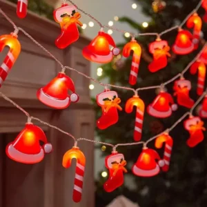 Festive 5ft Christmas Light String with LED Stocking & Candy Pendants
