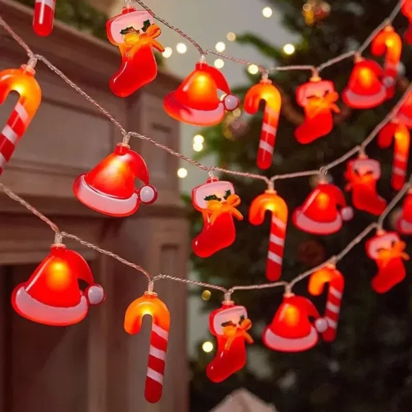 Festive 5ft Christmas Light String with LED Stocking & Candy Pendants