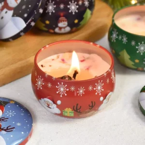 Christmas Aromatherapy Candles in Festive Santa & Snowman Tins