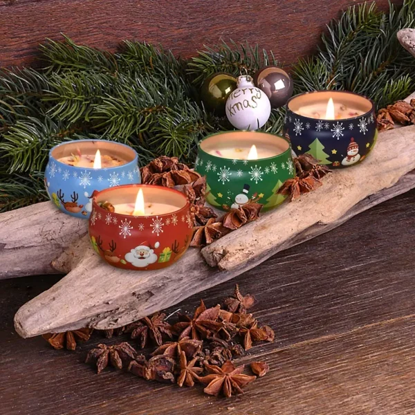 Christmas Aromatherapy Candles in Festive Santa & Snowman Tins - Image 7