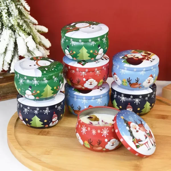 Christmas Aromatherapy Candles in Festive Santa & Snowman Tins - Image 6