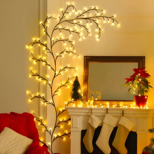 Christmas Warm White Rattan Lantern - Image 4