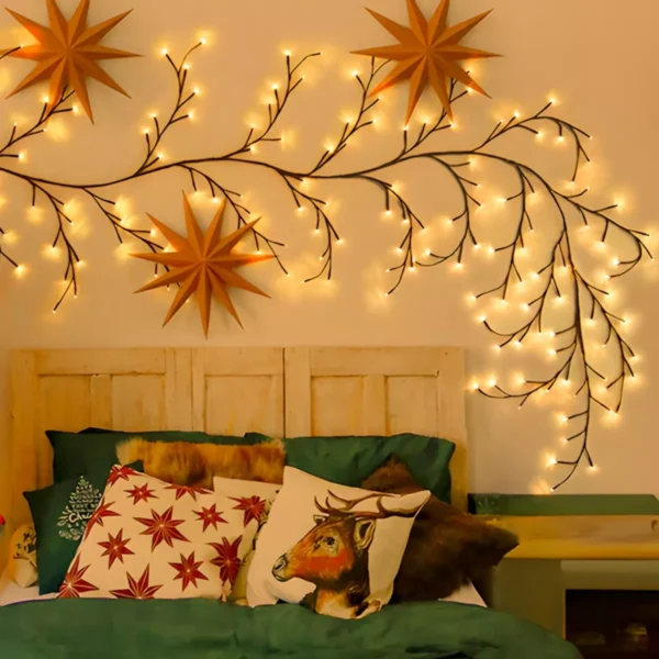 Christmas Warm White Rattan Lantern - Image 3