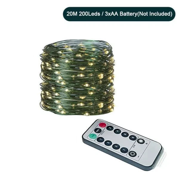 LED Green Wire Fairy Lights String - Image 6