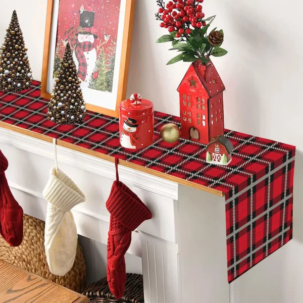 Christmas Plaid Linen Table Runner - Image 3