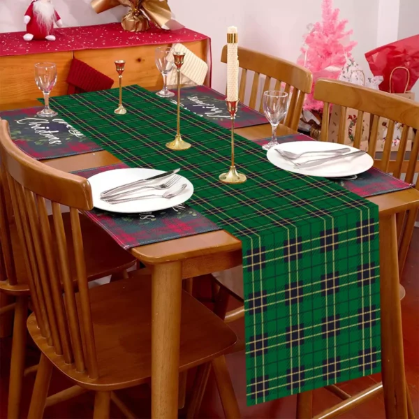 Christmas Plaid Linen Table Runner - Image 6