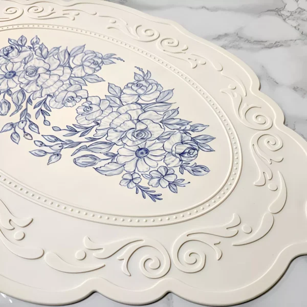 Silicone Retro Floral Dining Mat – Waterproof, Heat Resistant Table Placemat - Image 2