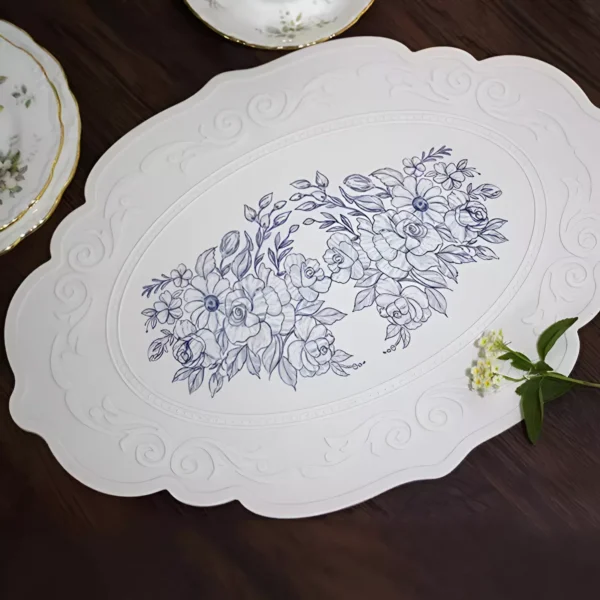 Silicone Retro Floral Dining Mat – Waterproof, Heat Resistant Table Placemat - Image 5