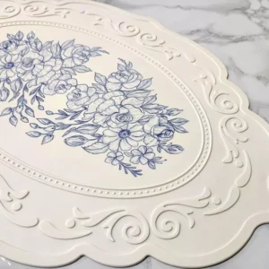 Silicone Retro Floral Dining Mat – Waterproof, Heat Resistant Table Placemat