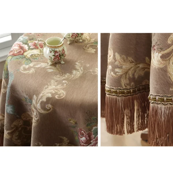 European Tassel Embroidered Round Tablecloth - Dustproof Retro Table Cover - Image 6