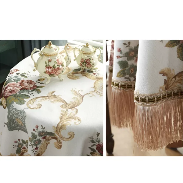 European Tassel Embroidered Round Tablecloth - Dustproof Retro Table Cover - Image 5