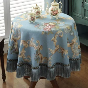 European Tassel Embroidered Round Tablecloth - Dustproof Retro Table Cover