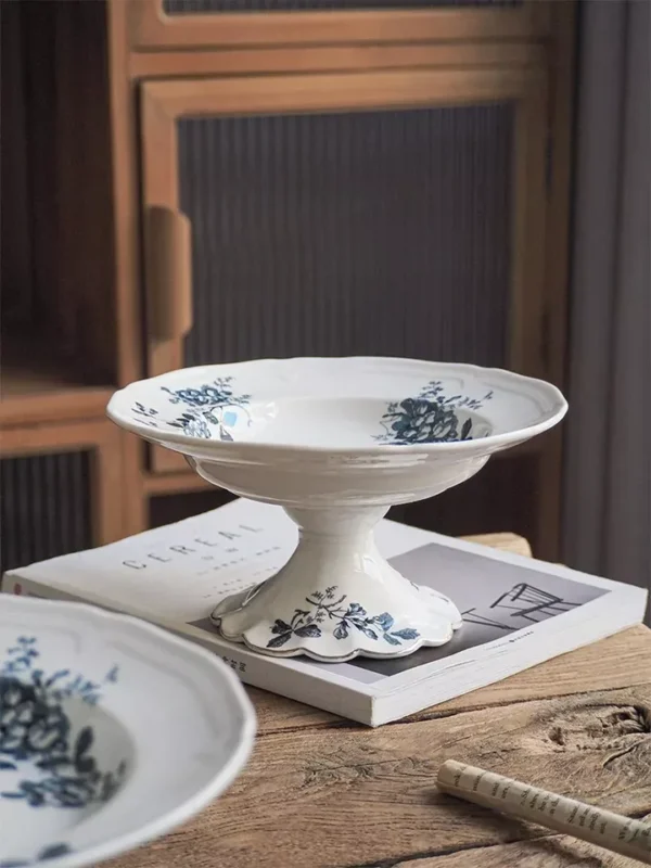 Blue and White High Footed Fruit Platter - Image 4