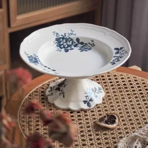Blue and White High Footed Fruit Platter
