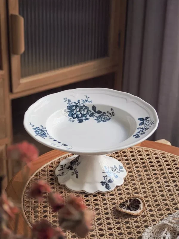Blue and White High Footed Fruit Platter - Image 2