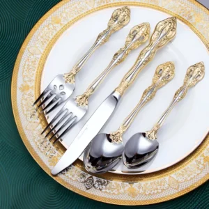 Luxury Stainless Steel Gold and Silver Cutlery Set