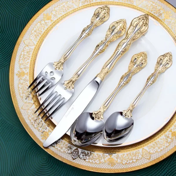 Luxury Stainless Steel Gold and Silver Cutlery Set