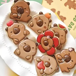 11pcs Cartoon Capybara Cookie Cutter and Stamp Set for Baking and Cake Decoration