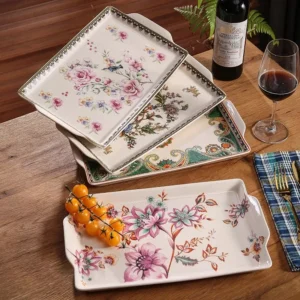 Ice Crack Ceramic Storage Tray for Food, Moroccan Style Home Kitchen Decor