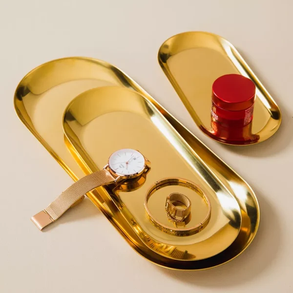 Gold Oval Stainless Steel Tray - Image 2