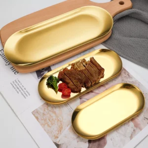 Gold Oval Stainless Steel Tray