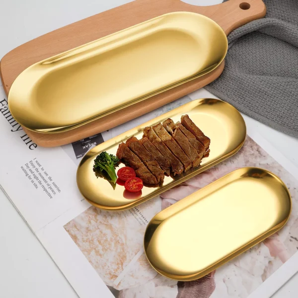 Gold Oval Stainless Steel Tray
