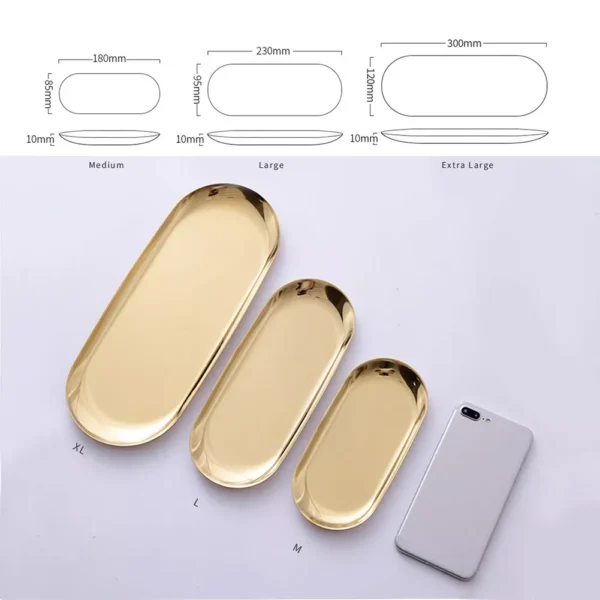 Gold Oval Stainless Steel Tray - Image 7
