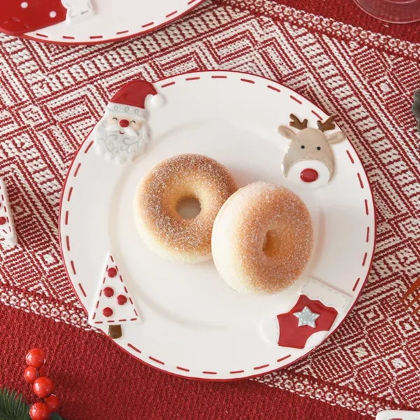 Christmas Ceramic Santa Claus Dessert Plate - Image 2