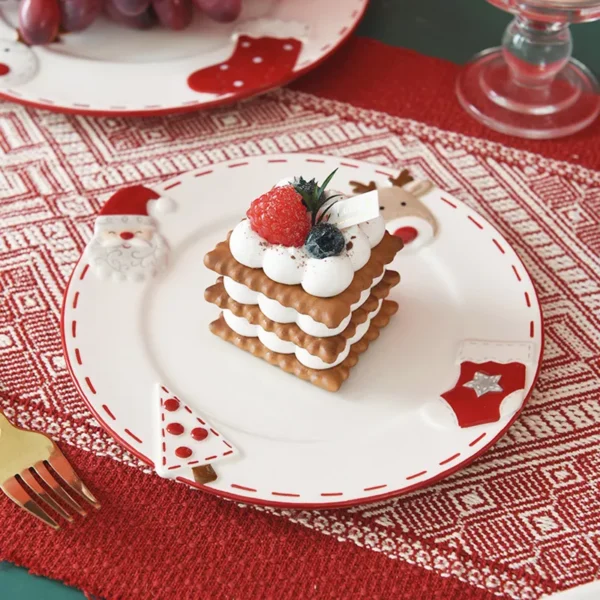 Christmas Ceramic Santa Claus Dessert Plate - Image 3