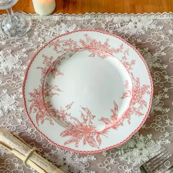 Red Lily Of The Valley Porcelain Dinner Plates - Image 6
