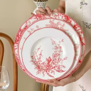 Red Lily Of The Valley Porcelain Dinner Plates